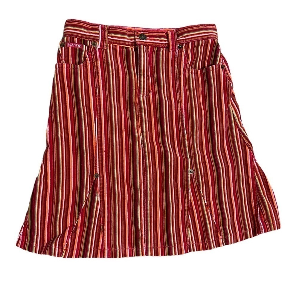 The Children’s Place Velvet Red Striped Bohemian Stretch Skirt Size‎ 8